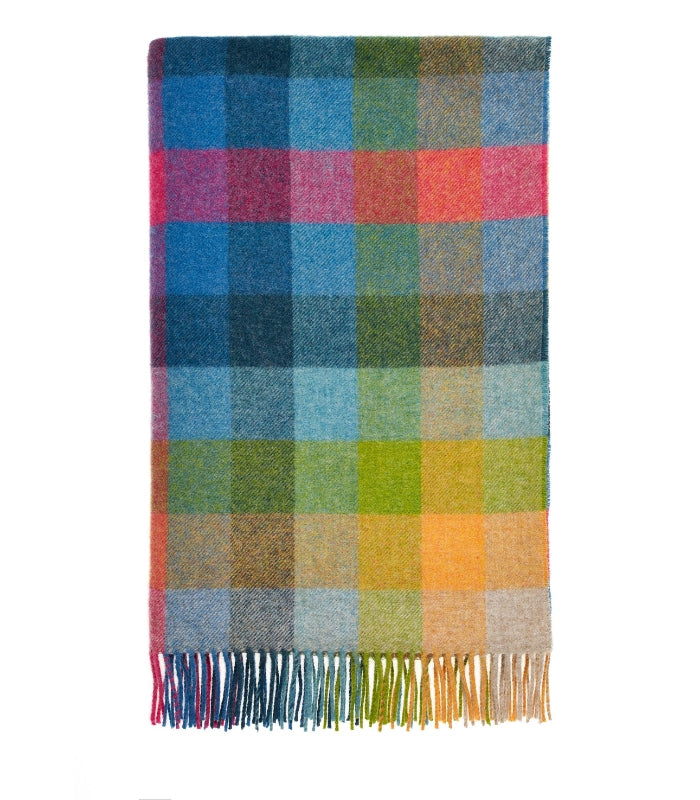 Plaid Laine Carreaux Tutti Frutti 140 x 185 cm, B at Home, tissé en Angleterre