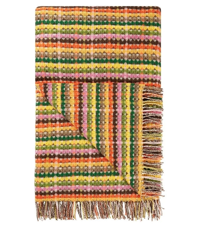 Plaid en Laine Marano Elégant et original avec ses rayures multicolores