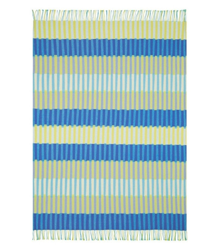 Plaid en Laine Murazzi présenté à plat pour visualisation complète des rayures