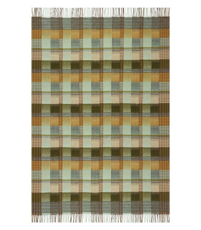 Plaid en Laine Vert et Ocre Original et Design - Collection Tasara
