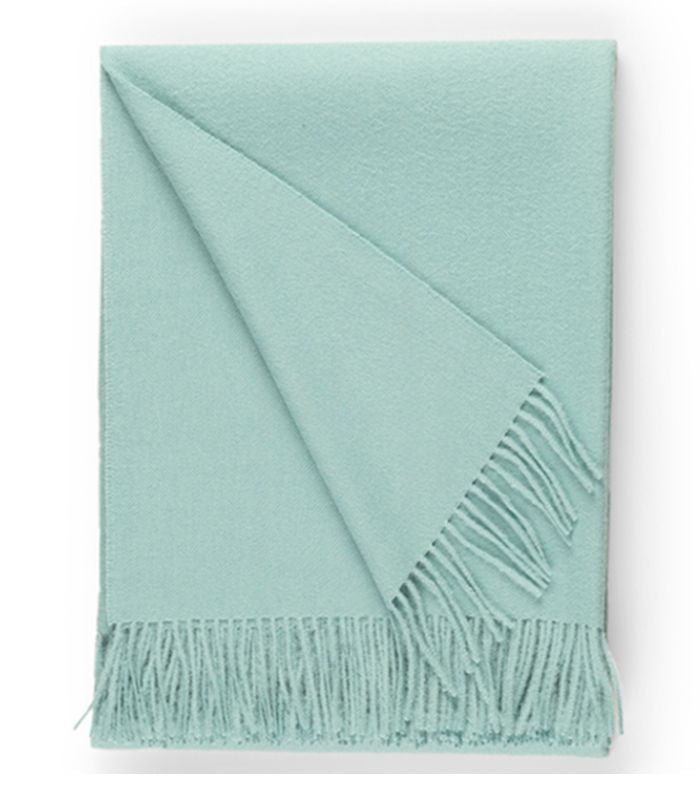 Plaid Laine Alpaga Luxe Paola Vert d'eau 130 x 180 cm, Casa Paola, tissé en Pérou