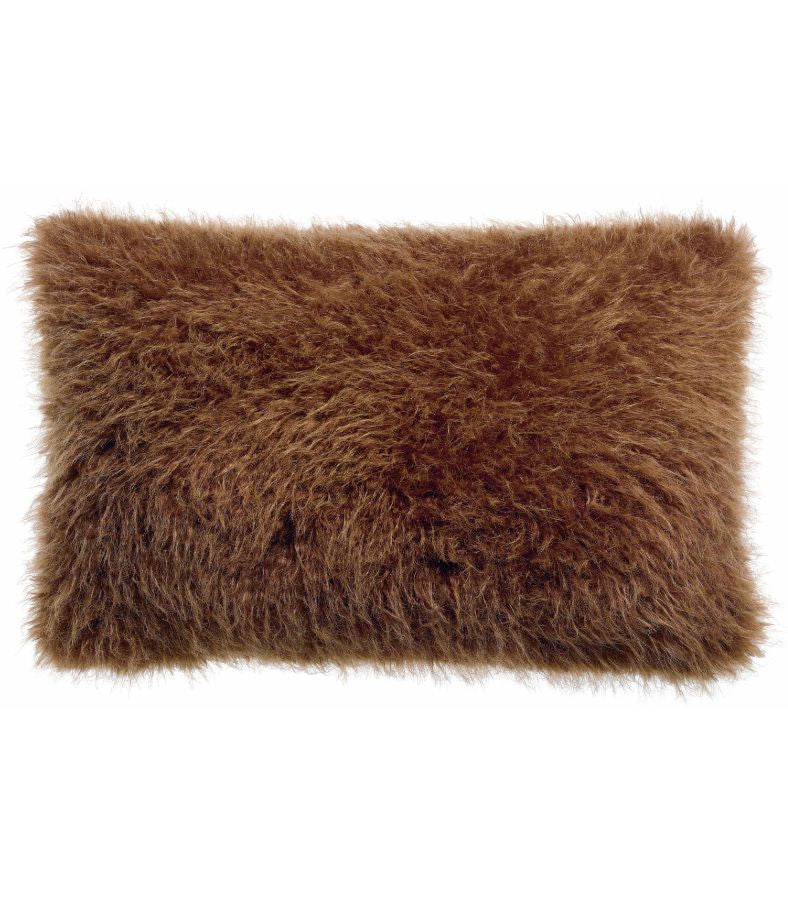 Coussin Fausse Fourrure Acajou Imitation Mouton, Vivaraise, confort haut de gamme