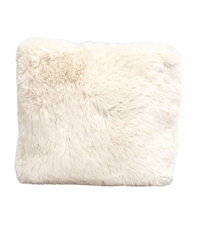 Coussin Fausse Fourrure Blanc Ecru Chamonix 45 x 45 cm, Plaid Addict