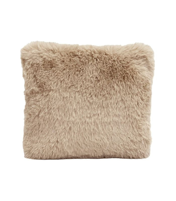 Coussin Fausse Fourrure Beige Chamonix 45 x 45 cm, Plaid Addict