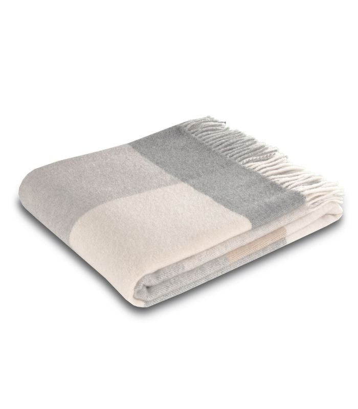 Plaid Cachemire et Laine Carreaux Naturel 130 x 170 cm - Collection VENICE, Plaid Addict, ambiance cocooning