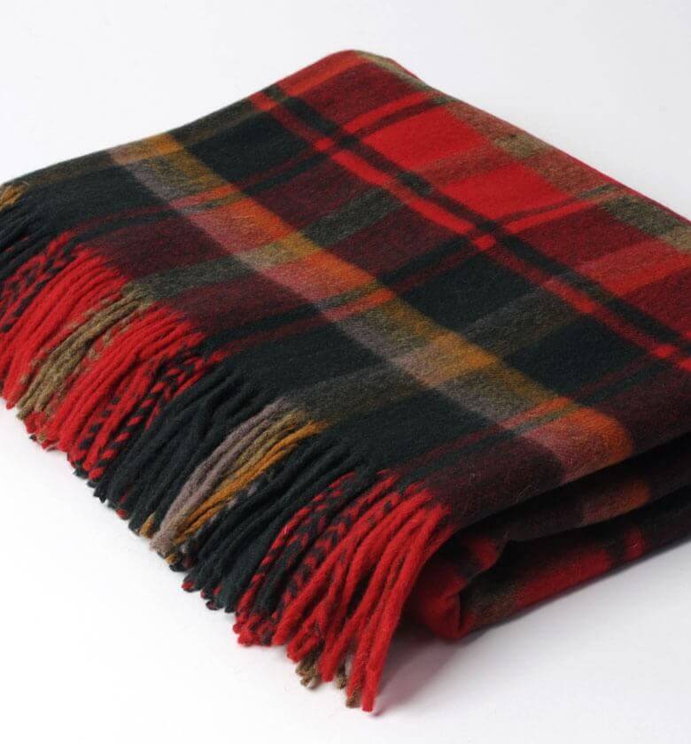 Plaid Écossais Dark Maple - en laine mérinos - tissé en notre filature du Yorkshire