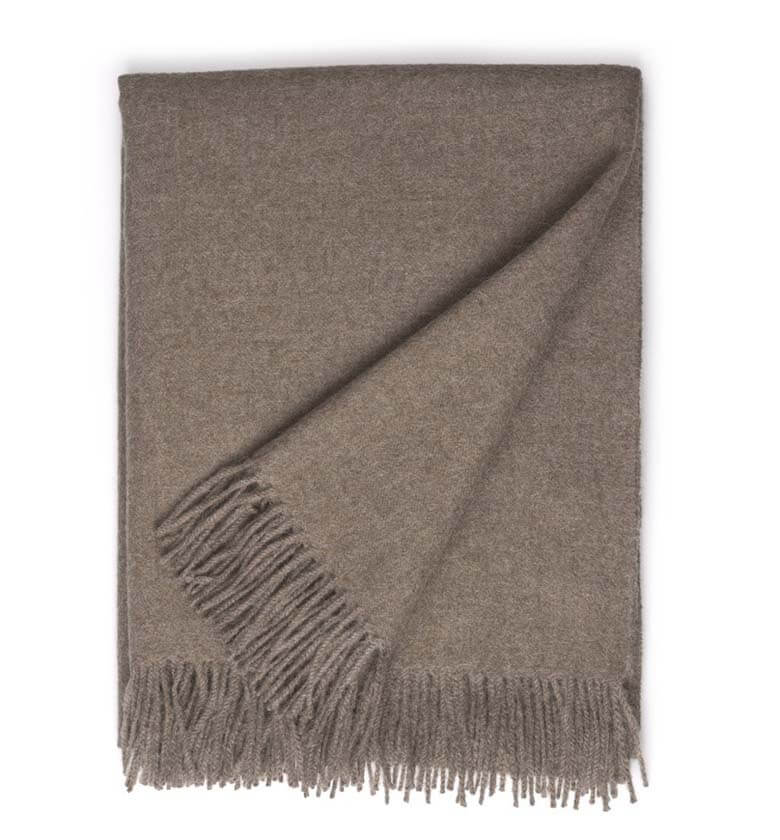 Plaid Laine Alpaga Luxe Paola Taupe - en baby alpaga - tissé en Pérou