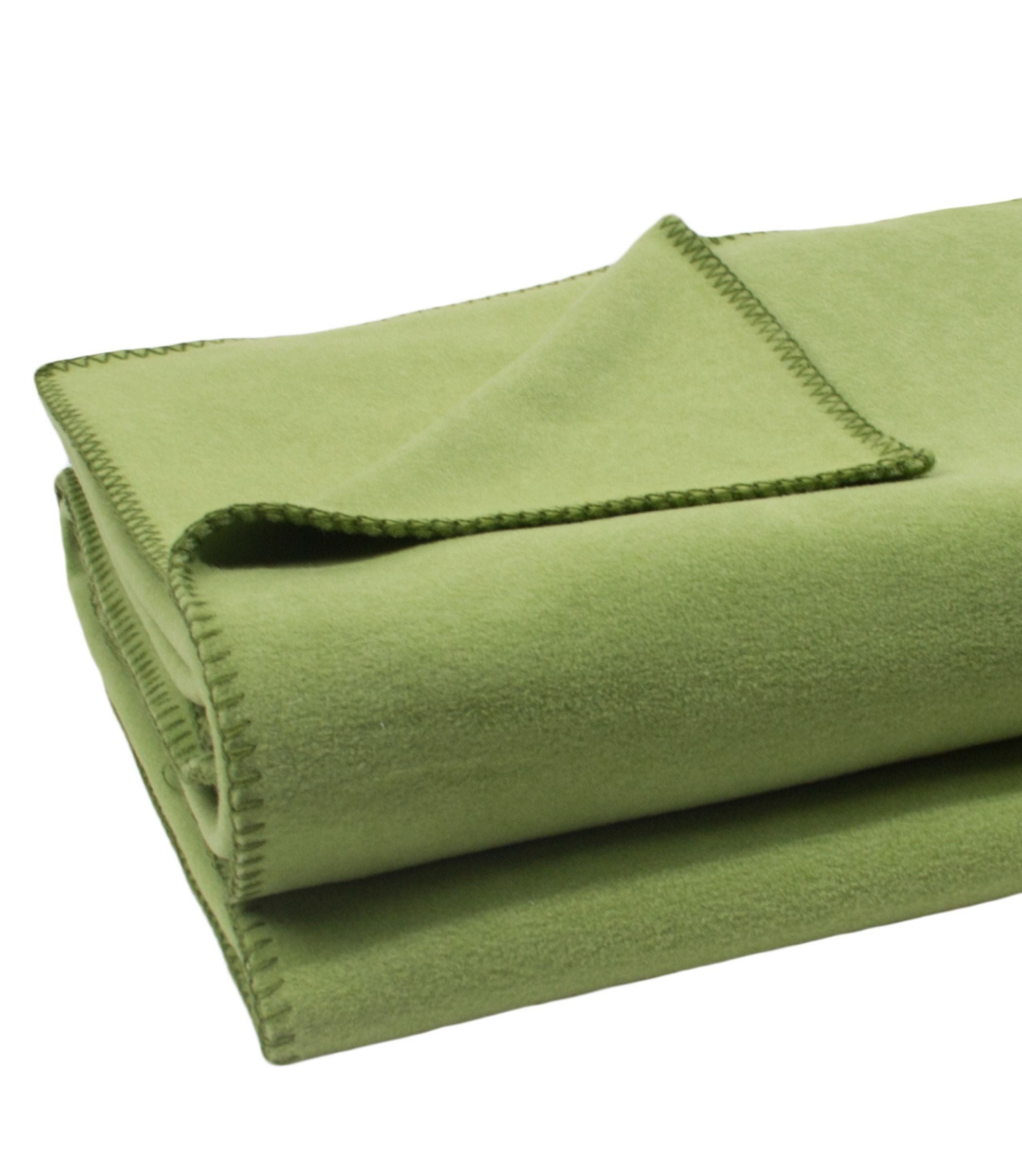 Plaid Polaire Luxe Vert Amande- Choix de Tailles