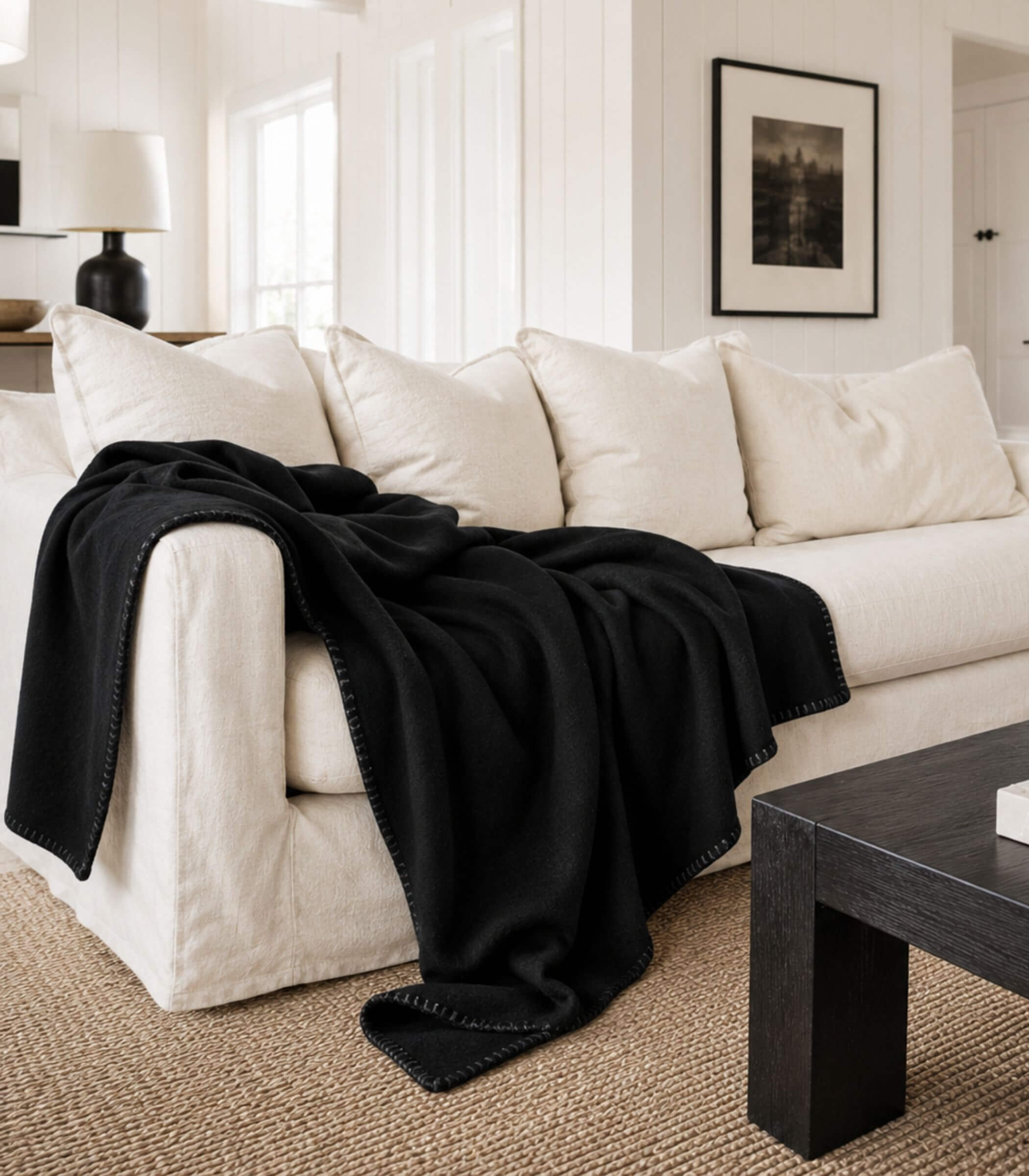 Plaid Polaire Luxe Noir - Choix de Tailles