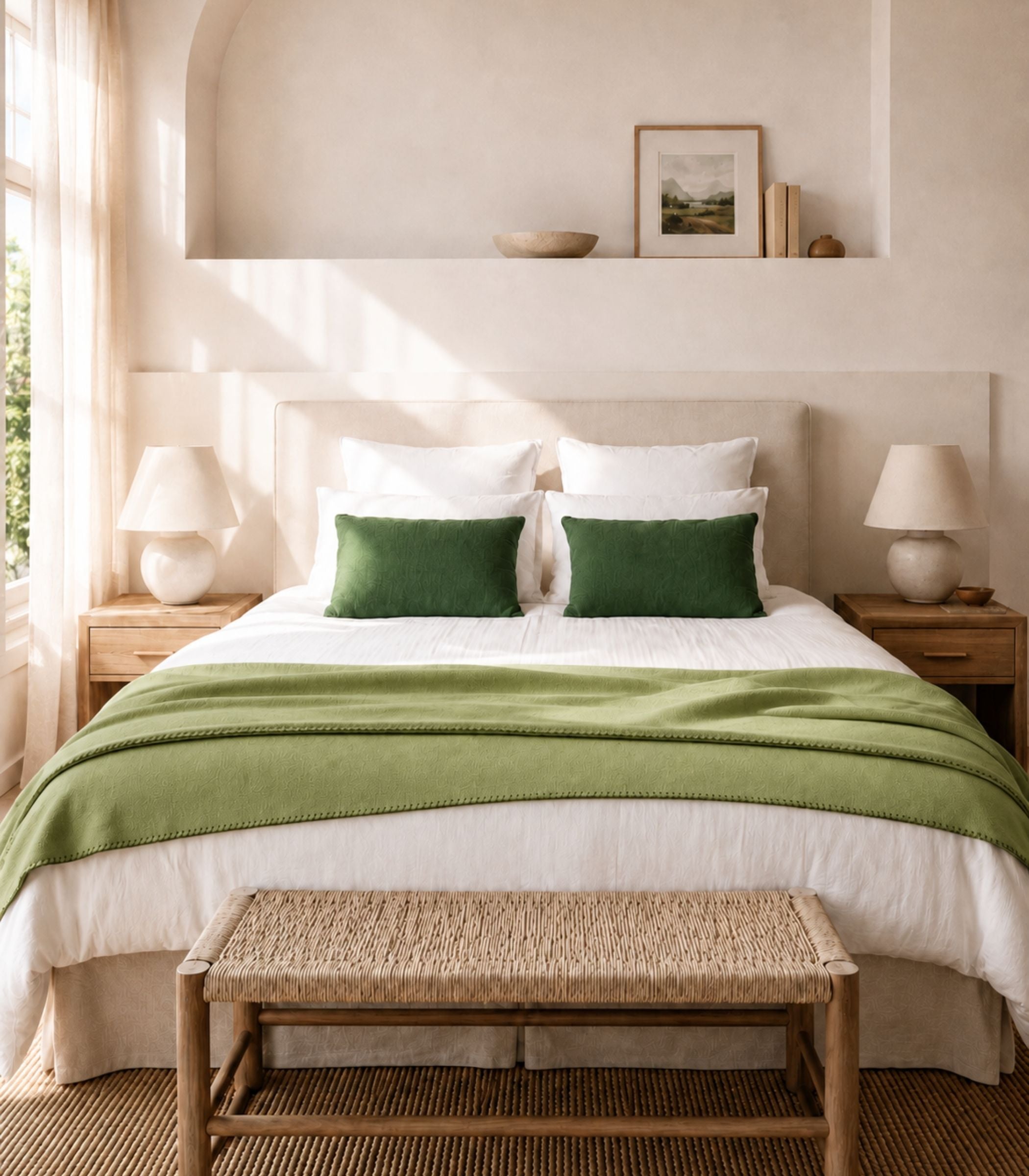 Plaid Polaire Luxe Vert Amande- Choix de Tailles