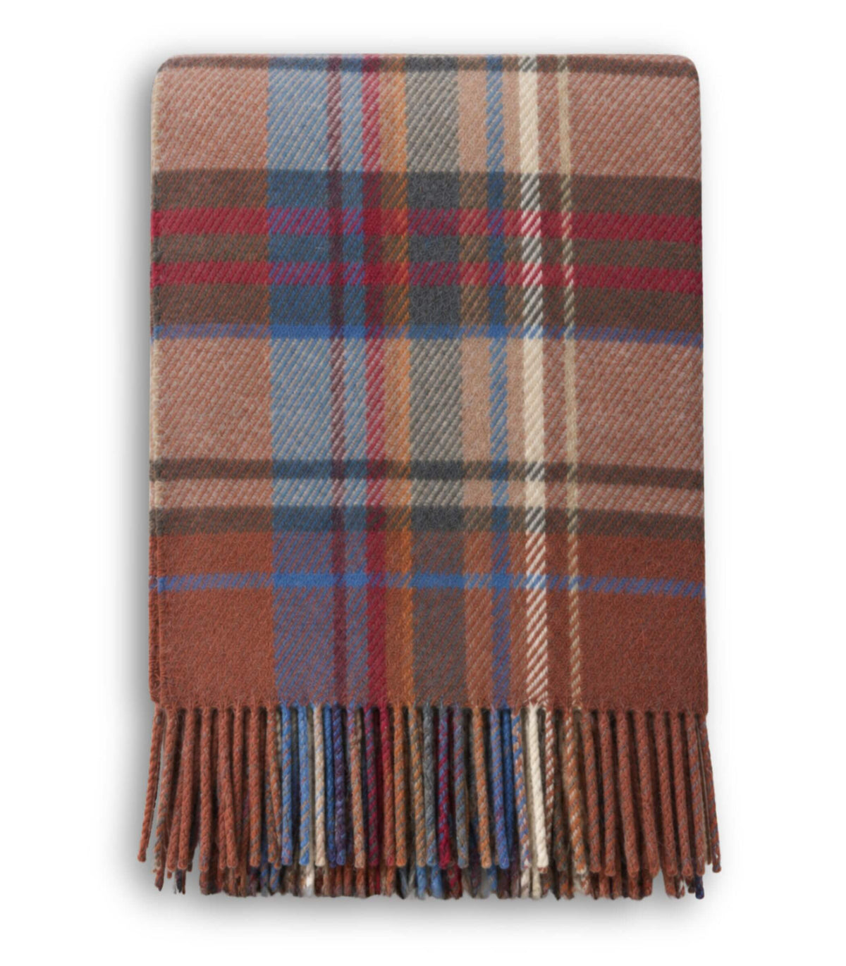 plaid laine tartan écossais orange plié à plat