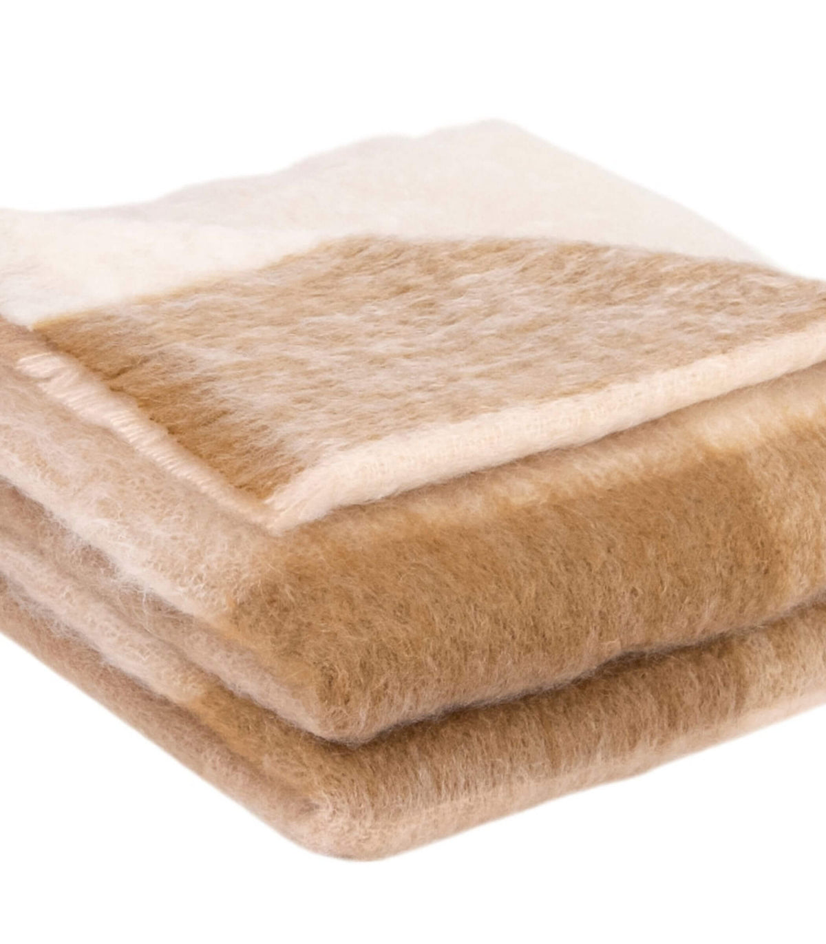 Plaid 100% mohair à carreaux écru beige et marron