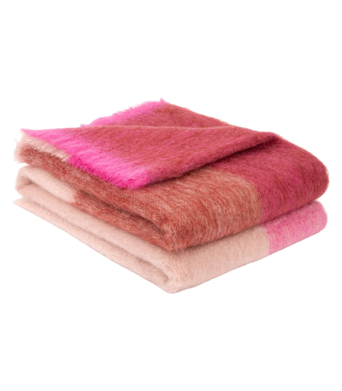 Plaid 100% mohair à grands carreaux roses et terracotta