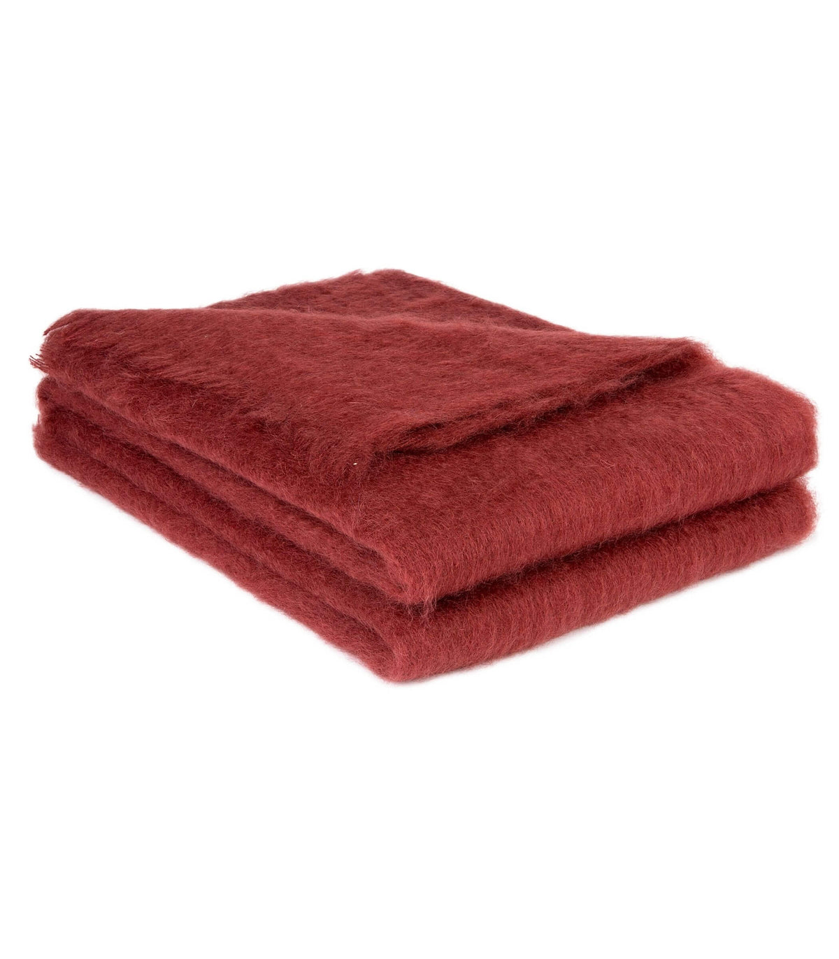 Grand plaid rouge grenat en mohair tissé en France