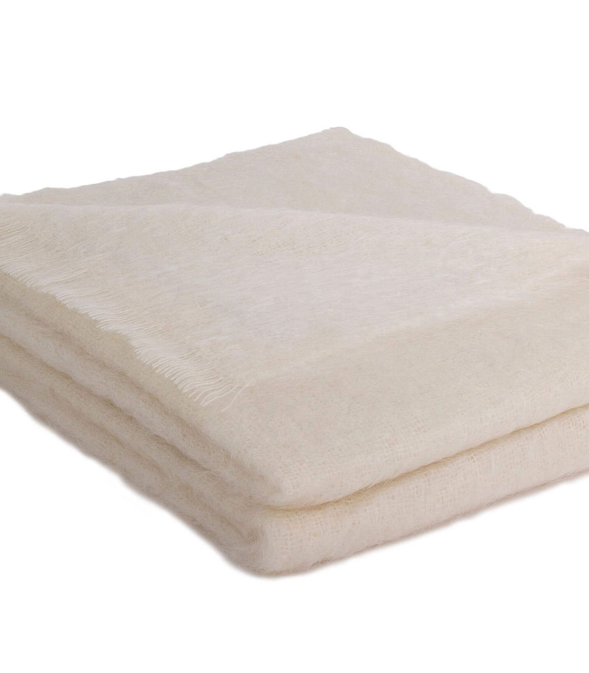 Plaid blanc en 100% mohair doux et moelleux fabriqué en France