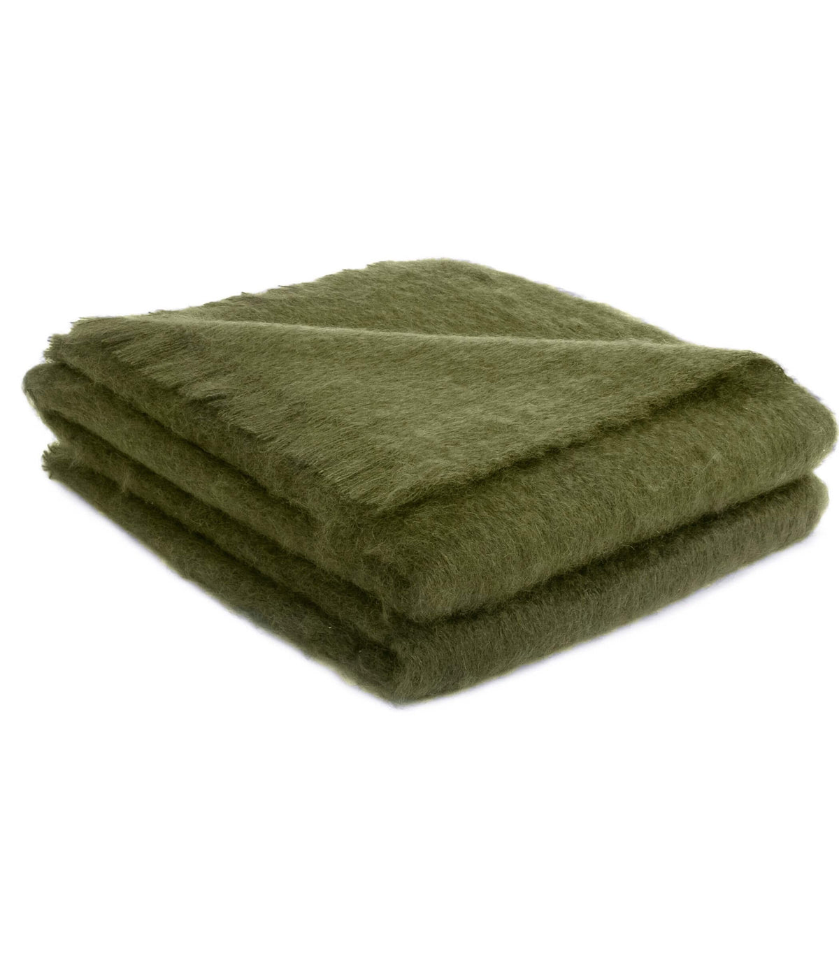Plaid mohair vert kaki disponible en trois grandes formats