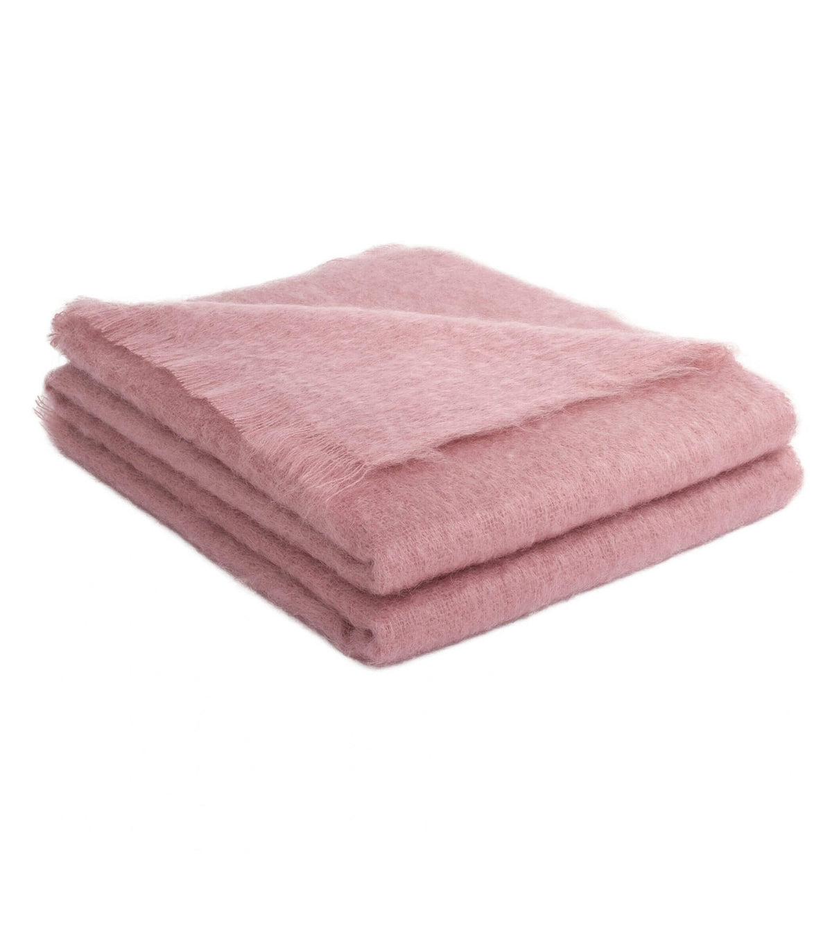 Plaid mohair vieux rose plié – grand format 140 x 180 cm