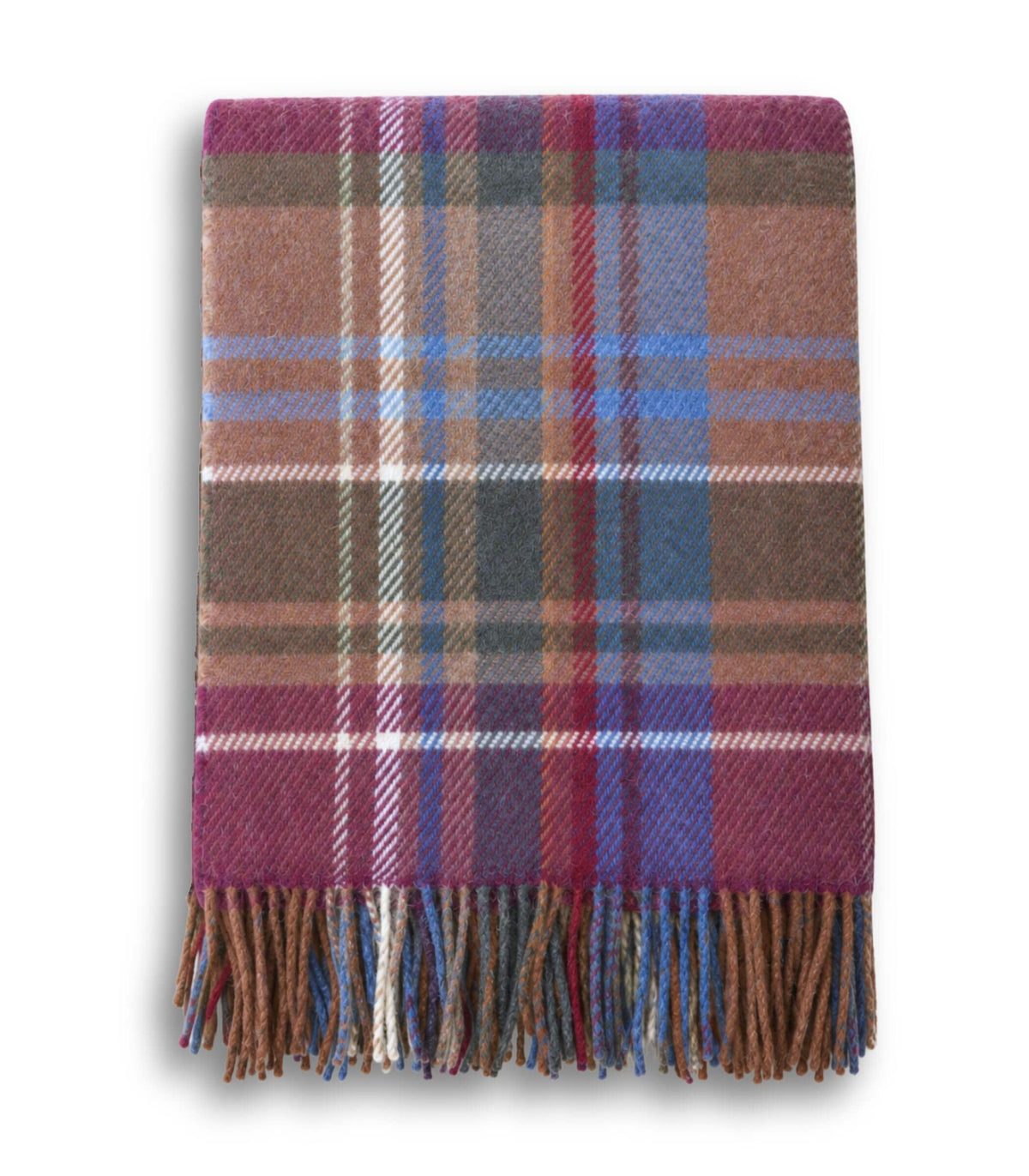 Plaid laine tartan écossais country framboise à plat