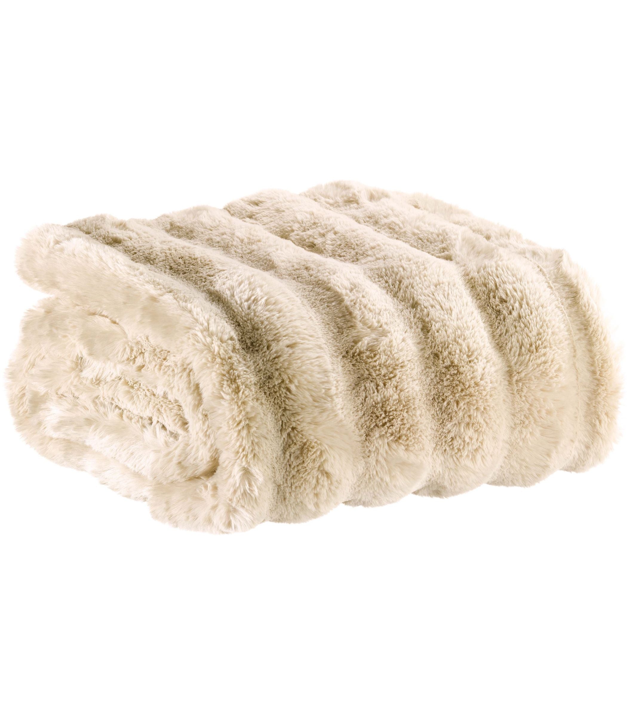 plaid fausse fourrure double face beige naturel plie