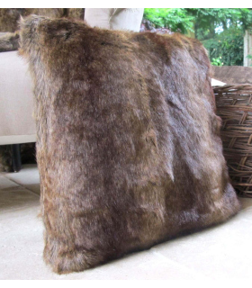 Coussin Fausse Fourrure Marron