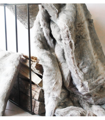 Plaid Fausse Fourrure Loup Gris 150 X 170 cm