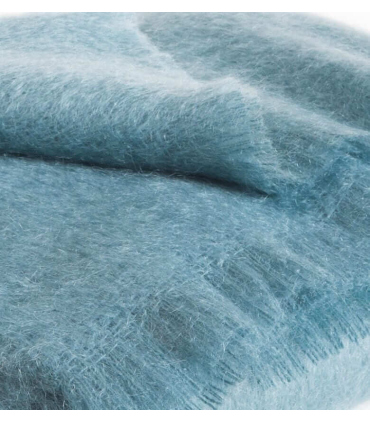 Plaid Mohair Bleu Vert Luxe 140 X 180 cm
