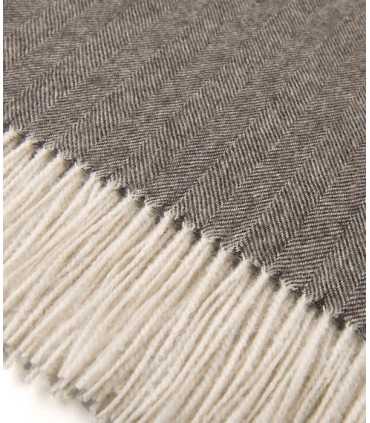 Plaid Laine Alpaga Luxe Chevrons Anthracite