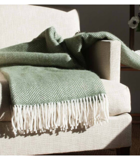 Plaid Laine Chevrons Vert Olive