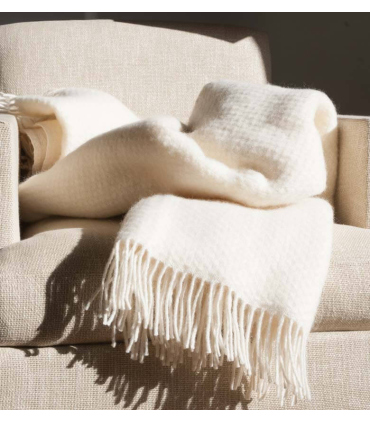 Plaid Laine Uni Crème Wafer