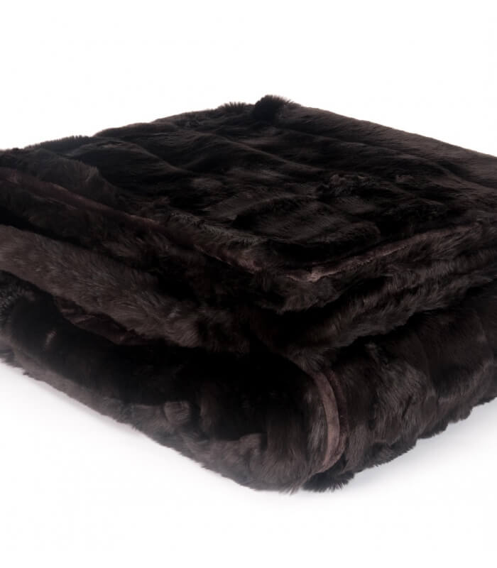 Plaid Luxe Aspect Fourrure Pilou - Marron - 120x150 Cm - Couverture Neuve