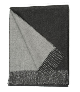 Plaid Laine Alpaga Luxe Réversible Gris 