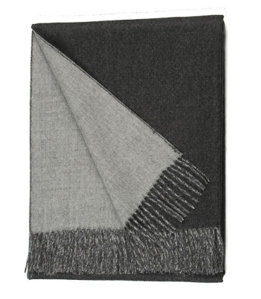 Plaid Laine Alpaga Luxe Réversible Gris 