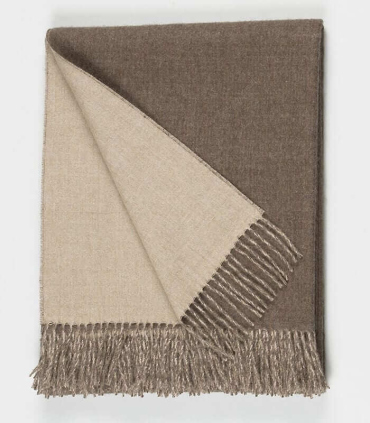 Plaid Laine Alpaga Luxe Réversible Brun