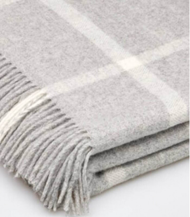 Plaid Laine Mérinos Carreaux Gris