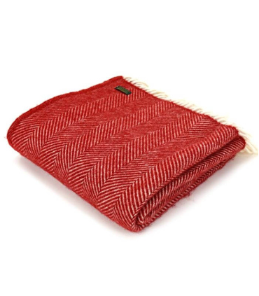 Plaid Laine Chevrons Rouge 