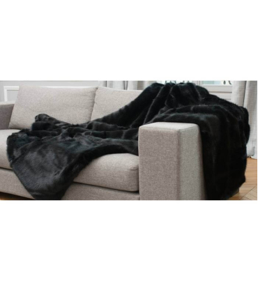 Plaid Fausse Fourrure Luxe Noir Bagheera