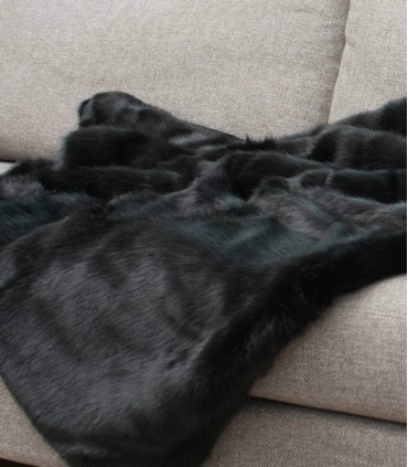 Plaid Fausse Fourrure Luxe Noir Bagheera