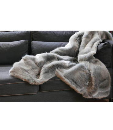 Plaid Fausse Fourrure Luxe Gris Chartreux