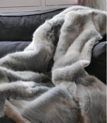 Couvre-lit Fausse Fourrure Luxe Gris Chartreux 250 X 250 cm