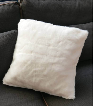 Coussin Fausse Fourrure Blanc 45 X 45 cm