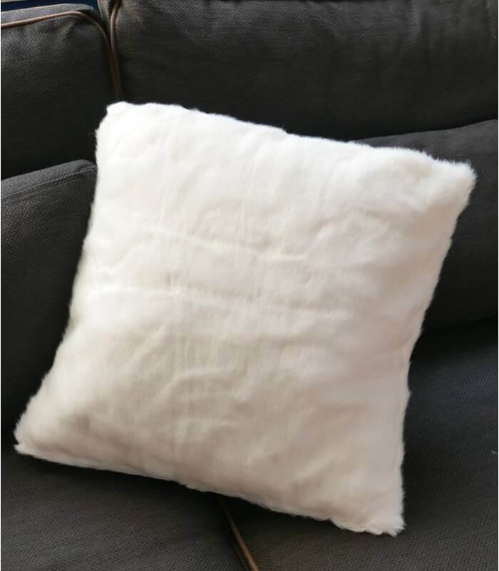 Coussin Fausse Fourrure Blanc 45 X 45 cm