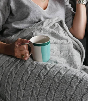 Plaid Laine Gris Torsade