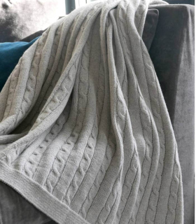 Plaid Laine Gris Torsade