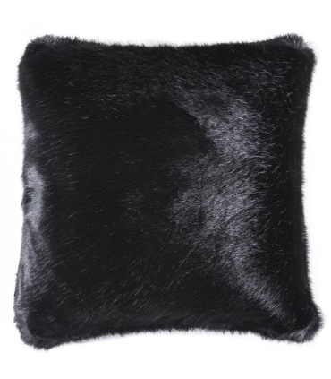 Coussins Fausse Fourrure Luxe Noirs Baghera 45 X 45 cm