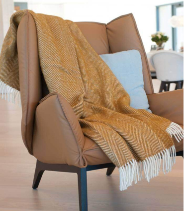 Plaid Laine Chevrons Jaune Moutarde 130X180