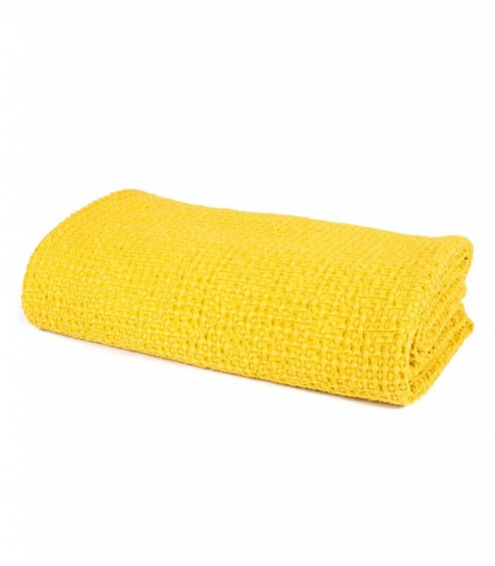 Jeté de canapé/ couvre-lit jaune 100% coton : Plaid Addict ...