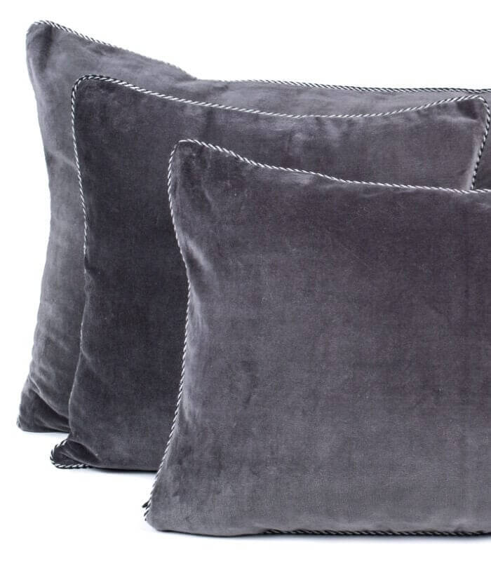 COUSSIN DÉCORATIF velours, Gris Clair