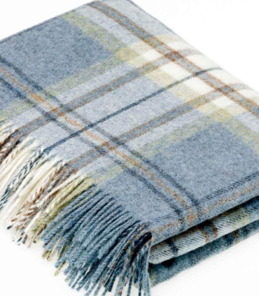 Plaid Pure Laine Écossais Bleu Aysgarth