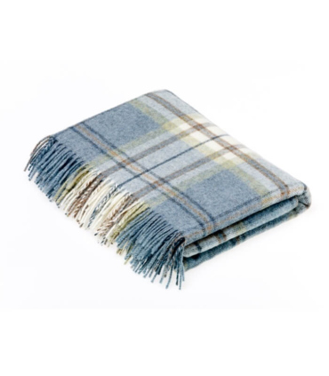 Plaid Pure Laine Écossais Bleu Aysgarth