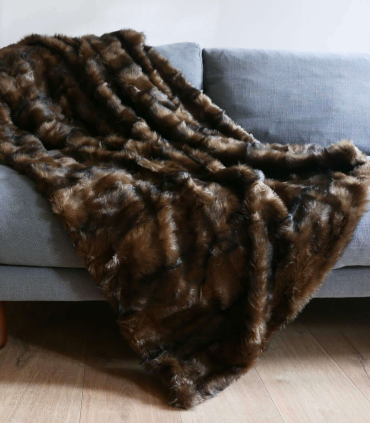 Plaid Fausse Fourrure Marron 130X170